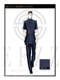 深藍(lán)色男裝酒店門童服裝款式圖1201