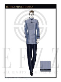 淺藍(lán)色男裝酒店門童行李生制服設(shè)計(jì)圖1202