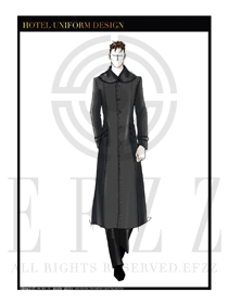 灰色男款長(zhǎng)款酒店行李生制服設(shè)計(jì)圖1212