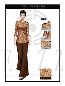 時(shí)尚民族風(fēng)情女款中餐服務(wù)員服裝款式圖1701