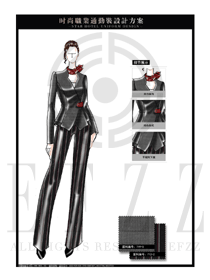 灰色女款修身職業(yè)裝制服設(shè)計(jì)圖1304