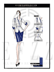 大師手繪時尚OL女款夏裝制服款式圖578