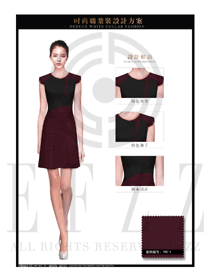 OL時(shí)尚棗紅色女職業(yè)裝夏裝制服設(shè)計(jì)圖621