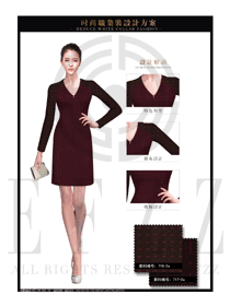 OL時(shí)尚紫紅色女職業(yè)裝夏裝制服設(shè)計(jì)圖627