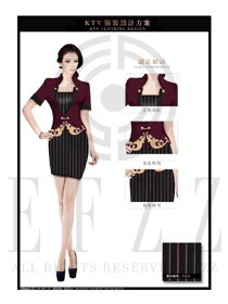 夜總會(huì)玫紅色時(shí)尚短裙款DJ包房公主服設(shè)計(jì)圖807