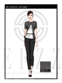 時尚黑風車麻紗女職業(yè)裝短袖襯衫設計圖357