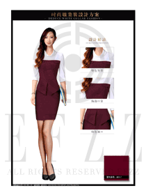 棗紅色OL女款夏裝制服款式圖635