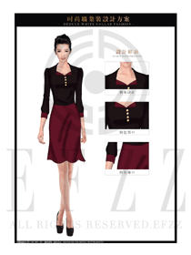 時尚黑色女職業(yè)裝長袖襯衫設(shè)計圖305