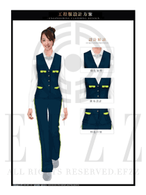 時(shí)尚藏藍(lán)色工程服馬夾服裝款式圖066