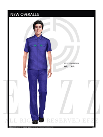 經(jīng)典藍(lán)色工程服短袖夏裝款式設(shè)計圖183