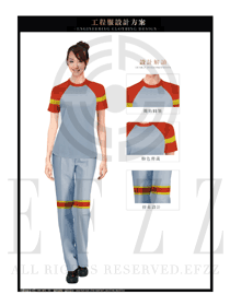 時(shí)尚灰色女款工程服夏裝制服設(shè)計(jì)圖087