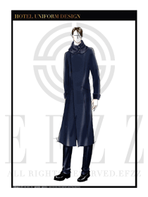 時尚深藍(lán)色男裝大衣服裝款式圖100