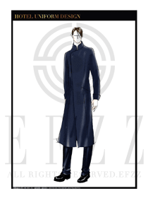 時尚深藍(lán)色男裝大衣服裝款式圖102