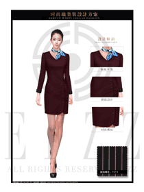 暗紅色OL女款夏裝制服款式圖646