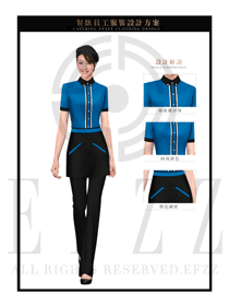 時(shí)尚藍(lán)色女款快餐服務(wù)生服裝款式圖205