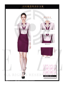 OL時尚玫紅色女職業(yè)裝夏裝制服設計圖661