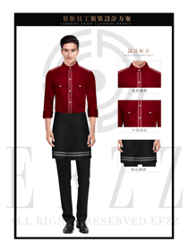 時(shí)尚玫紅色男款快餐服務(wù)生服裝款式圖207