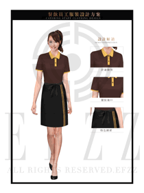 時(shí)尚咖啡色女款快餐服務(wù)生服裝款式圖209
