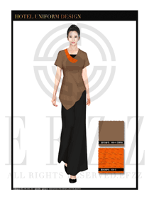 深黃色女款按摩技師美容師工作制服款式設(shè)計(jì)圖1321