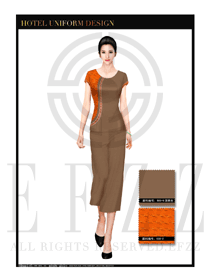 時尚橙色女款按摩技師美容師工作制服設(shè)計圖1324