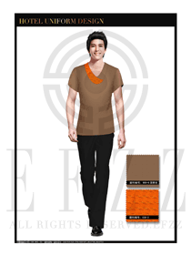 時尚深黃色男款按摩技師美容師工作制服設(shè)計圖1326