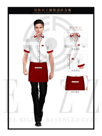 玫紅色男款快餐服務(wù)生制服設(shè)計圖222