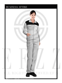 灰色春秋女款工程服服裝設(shè)計(jì)圖1012