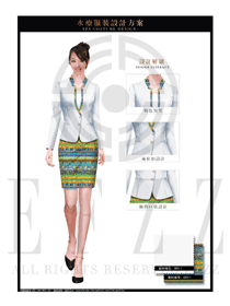 白色女款大堂總臺(tái)收銀接待員工制服設(shè)計(jì)圖385
