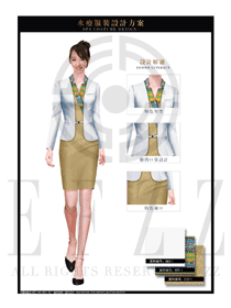 金色女款大堂總臺(tái)收銀接待員工制服設(shè)計(jì)圖387