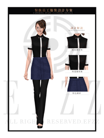 墨綠色女款快餐服務(wù)生制服設(shè)計圖230