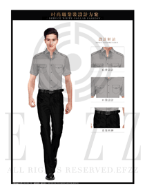時尚灰色男裝短袖襯衫服裝款式圖056