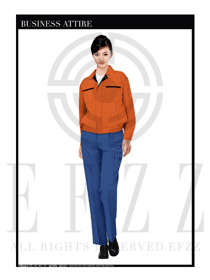 桔黃色春秋女款工程服服裝設(shè)計圖1018