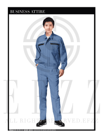 時(shí)尚淺藍(lán)色春秋男款工程服服裝款式圖1021