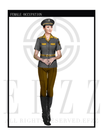灰色女款保安服短袖服裝款式圖304
