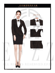 時(shí)尚棕色短裙女款職業(yè)套裝制服設(shè)計(jì)圖1324