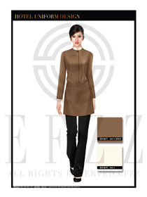 深黃色女款酒店客房服務(wù)員制服設(shè)計圖543