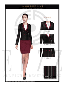 紅色修身款女職業(yè)套裝服裝款式圖1347