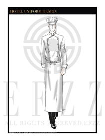 時(shí)尚白色西餐廳廚師服裝款式設(shè)計(jì)圖389