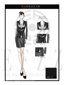 大師手繪黑色女款酒店經(jīng)理制服設(shè)計圖457