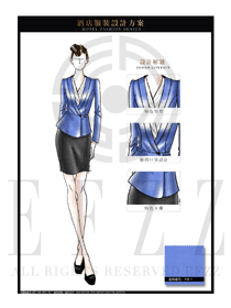 天藍色女款西裝酒店經(jīng)理制服設(shè)計圖459
