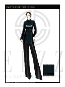 時尚墨綠色女款酒店民族特色服裝款式設(shè)計圖168