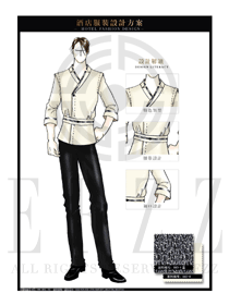 卡其色男款酒店民族特色服裝款式設(shè)計圖174