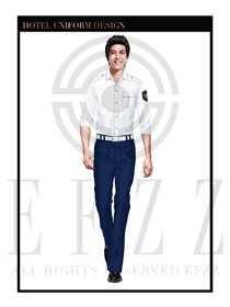 時尚白色男款保安服短袖制服設(shè)計圖325