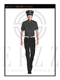深灰色男款保安服短袖服裝款式圖326