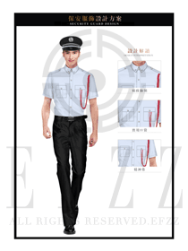 米白色男款保安服短袖服裝款式圖330