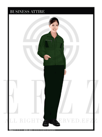 時(shí)尚墨綠色春秋女款工程服服裝款式圖1033