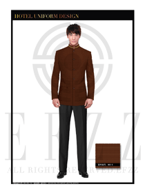 時(shí)尚深咖啡色男款酒店客房服務(wù)員制服設(shè)計(jì)圖554