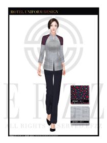 淺灰色女款酒店客房服務(wù)員制服設(shè)計(jì)圖559