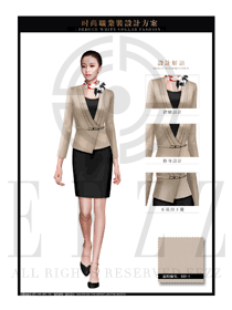 米色女款職業(yè)套裝服裝款式圖1359