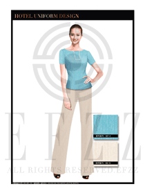 時尚藍色女款按摩技師制服設計圖1356
